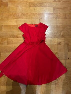 Pulaty Red Fit & Flare Midi Dress
